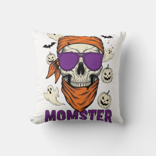 Momster skull Funny Halloween Mom Cushion