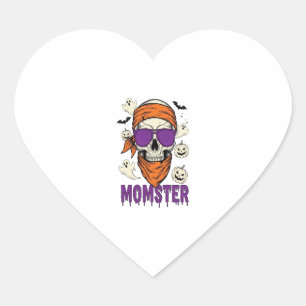 Momster skull Funny Halloween Mom Heart Sticker