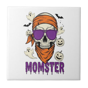 Momster skull Funny Halloween Mum Ceramic Tile