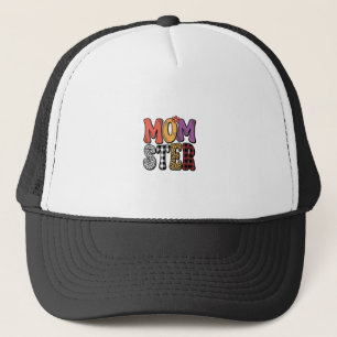Momster Vintage Mum Leopard Plaid Typography Desig Trucker Hat