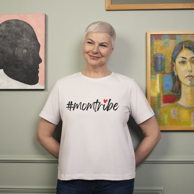 #MomTribe | Modern Motherhood Script Mother's Day T-Shirt (Creator Uploaded)