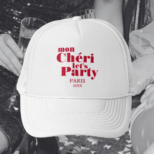 Mon Cherie Let's Party Cherry Red Bold Trucker Hat