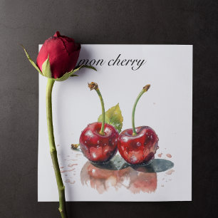 Mon Cherry, two cherries watercolor customisable
