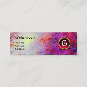 MON MONOGRAM bright fuchsia purple red burgundy Mini Business Card