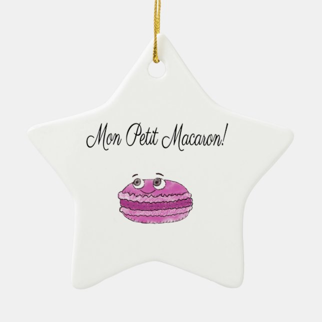Mon Petit Macaron Ceramic Tree Decoration (Front)
