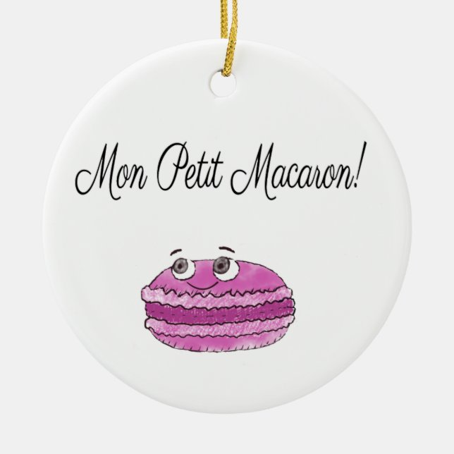 Mon Petit Macaron Ceramic Tree Decoration (Front)