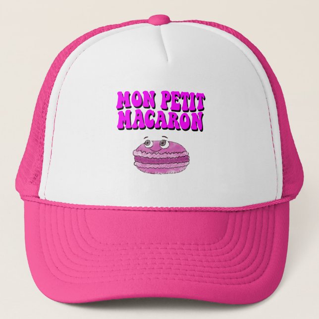 Mon Petit Macaron Retro Groovy Text Trucker Hat (Front)