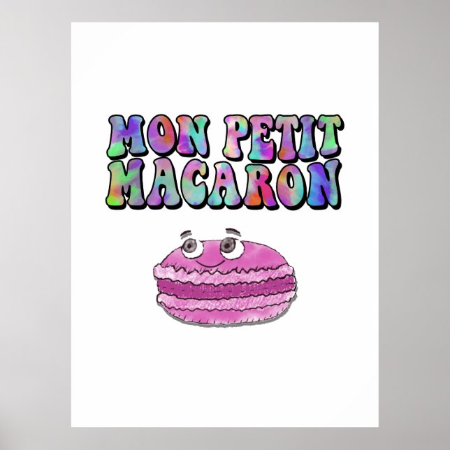 Mon Petit Macaron Retro Tie Dye Groovy Text Poster (Front)