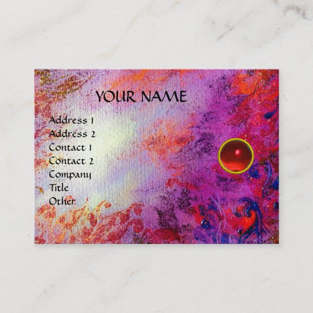 MON RUBY, AGATA  bright red purple grey gold Business Card (Front)