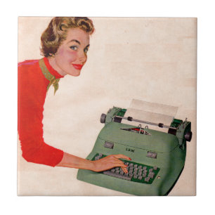 Mona and Her New Typewriter Tile