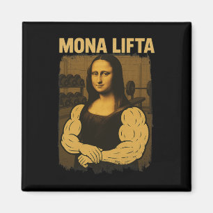 Mona Lifta Gym Workout Funny Mona Lisa Fitness Vin Magnet