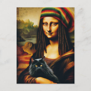 Mona Lisa and Her Black Cat Postcard