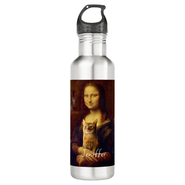 Mona Lisa and her cat                              710 Ml Water Bottle (Front)