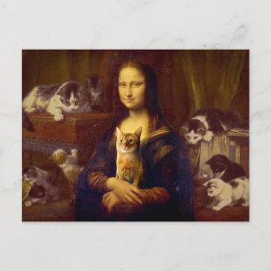 Mona Lisa and her cat                              Postcard