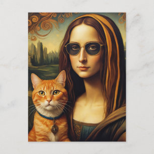 Mona Lisa and Her Ginger Cat Postcard