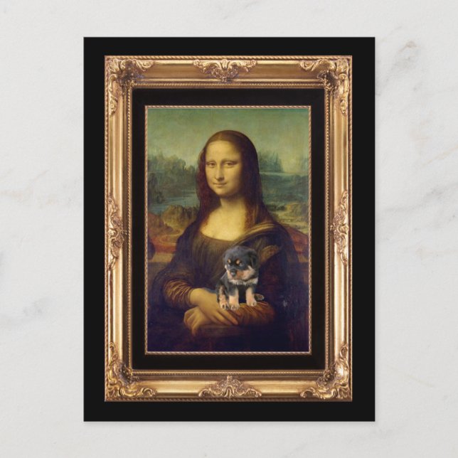 Mona Lisa and Her Rottweiler Postcard (Front)
