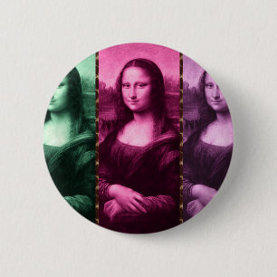 Mona Lisa Animal Print Green Pink Purple 6 Cm Round Badge