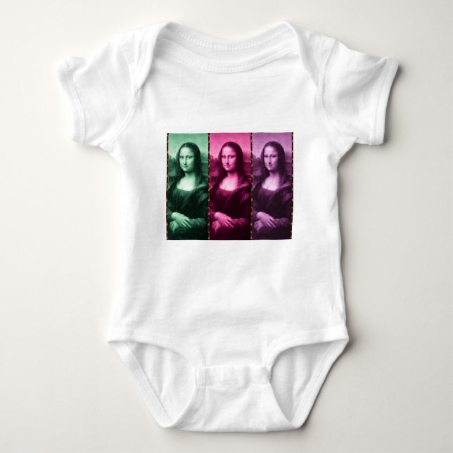 Mona Lisa Animal Print Green Pink Purple Baby Bodysuit (Front)