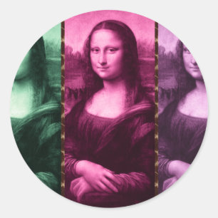 Mona Lisa Animal Print Green Pink Purple Classic Round Sticker