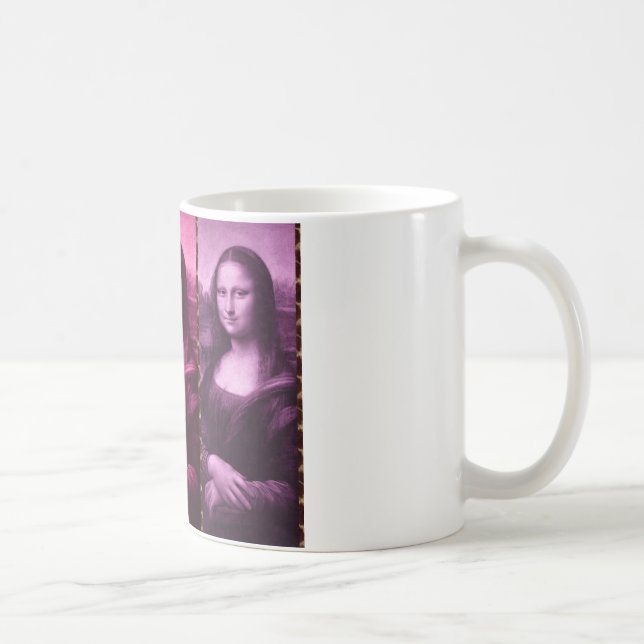 Mona Lisa Animal Print Green Pink Purple Coffee Mug (Right)