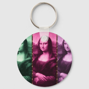 Mona Lisa Animal Print Green Pink Purple Key Ring
