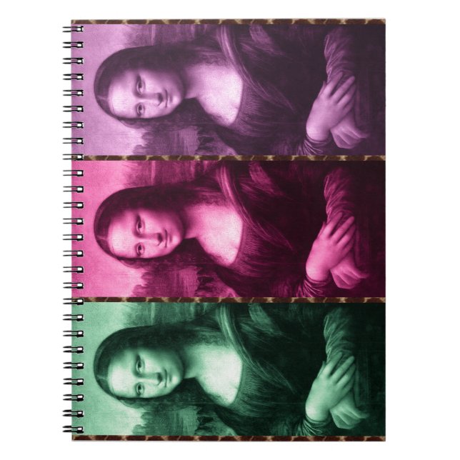 Mona Lisa Animal Print Green Pink Purple Notebook (Front)