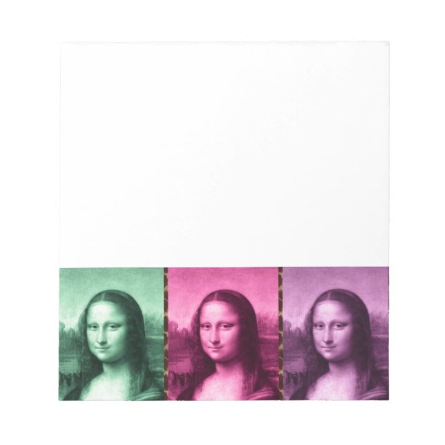 Mona Lisa Animal Print Green Pink Purple Notepad (Front)