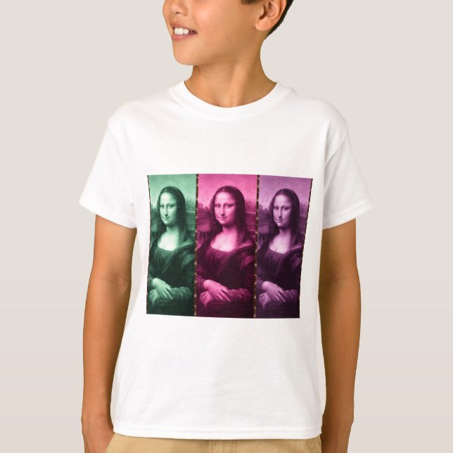 Mona Lisa Animal Print Green Pink Purple T-Shirt (Front)