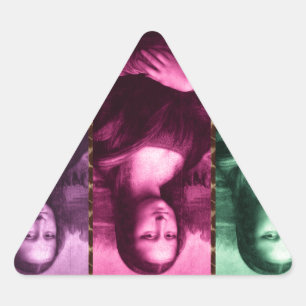 Mona Lisa Animal Print Green Pink Purple Triangle Sticker