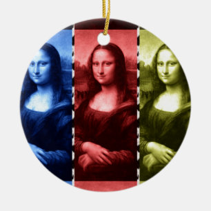 Mona Lisa Animal Print Primary Colours Ceramic Ornament