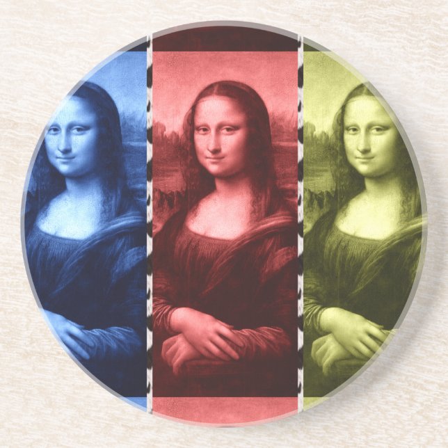 Mona Lisa Animal Print Primary Colours Coaster (Front)