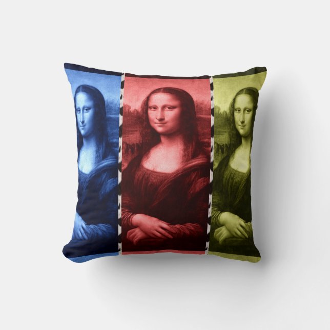Mona Lisa Animal Print Primary Colours Cushion (Front)