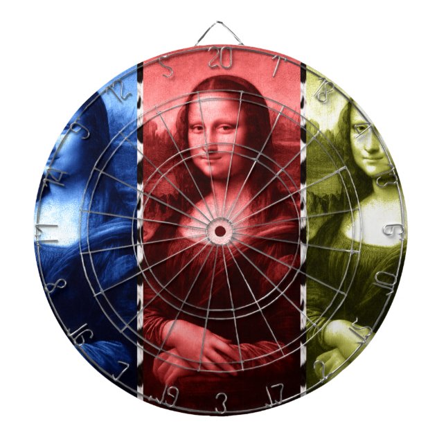 Mona Lisa Animal Print Primary Colours Dartboard (Front)
