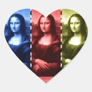 Mona Lisa Animal Print Primary Colours Heart Sticker