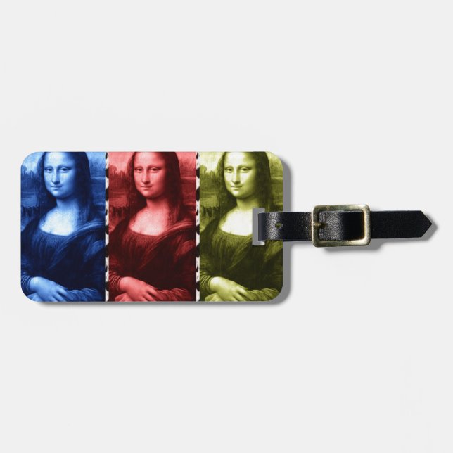 Mona Lisa Animal Print Primary Colours Luggage Tag (Front Horizontal)