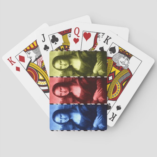 Mona Lisa Animal Print Primary Colours Playing Cards (Back)