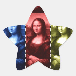 Mona Lisa Animal Print Primary Colours Star Sticker