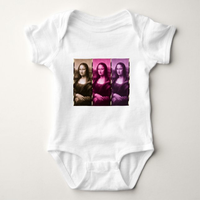 Mona Lisa Animal Print Purple Pink Chocolate Baby Bodysuit (Front)