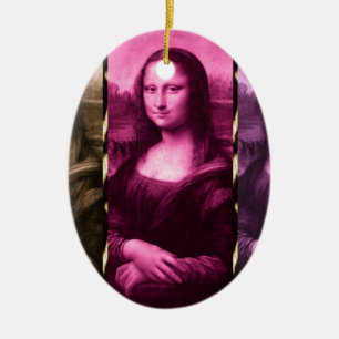 Mona Lisa Animal Print Purple Pink Chocolate Ceramic Ornament