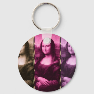 Mona Lisa Animal Print Purple Pink Chocolate Key Ring