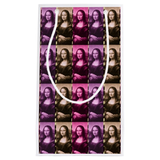 Mona Lisa Animal Print Purple Pink Chocolate Small Gift Bag (Front)