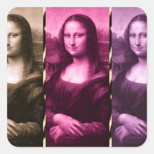 Mona Lisa Animal Print Purple Pink Chocolate Square Sticker