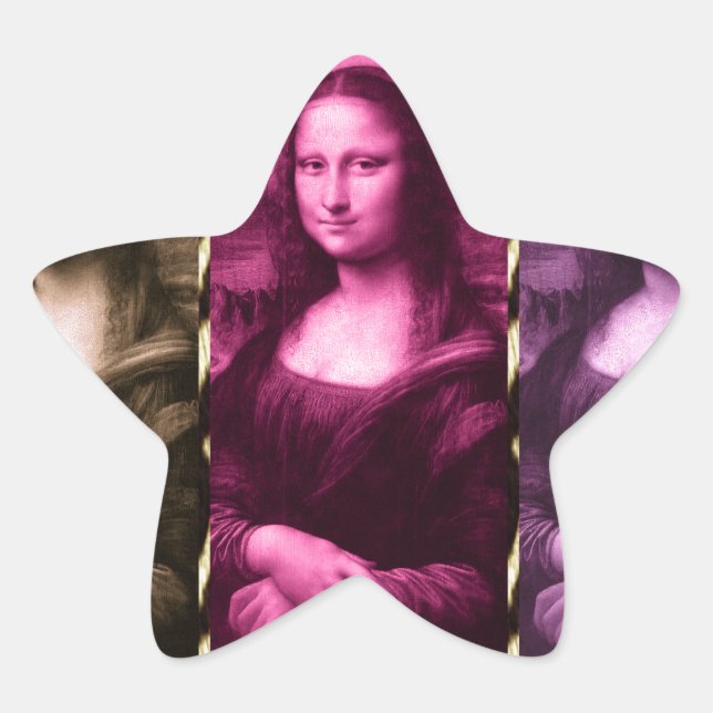 Mona Lisa Animal Print Purple Pink Chocolate Star Sticker (Front)