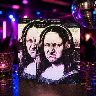Mona Lisa Bass Face Funny Music Lovers DJs Invitation