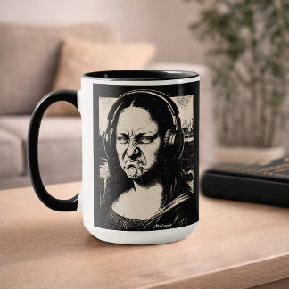 Mona Lisa Bass Face Funny Music Lovers DJs Mug