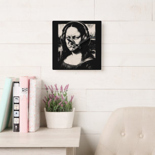 Mona Lisa Bass Face Funny Music Lovers DJs Square Wall Clock