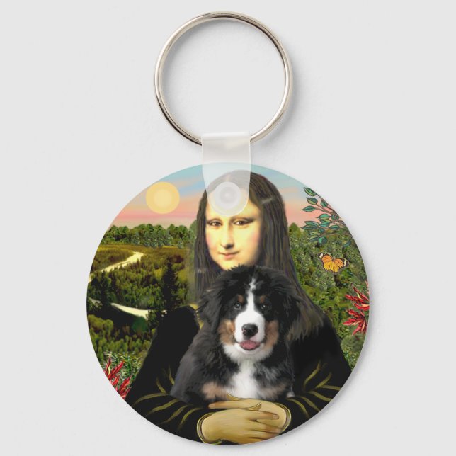 Mona Lisa - Bernese Mt Dog Puppy Key Ring (Front)