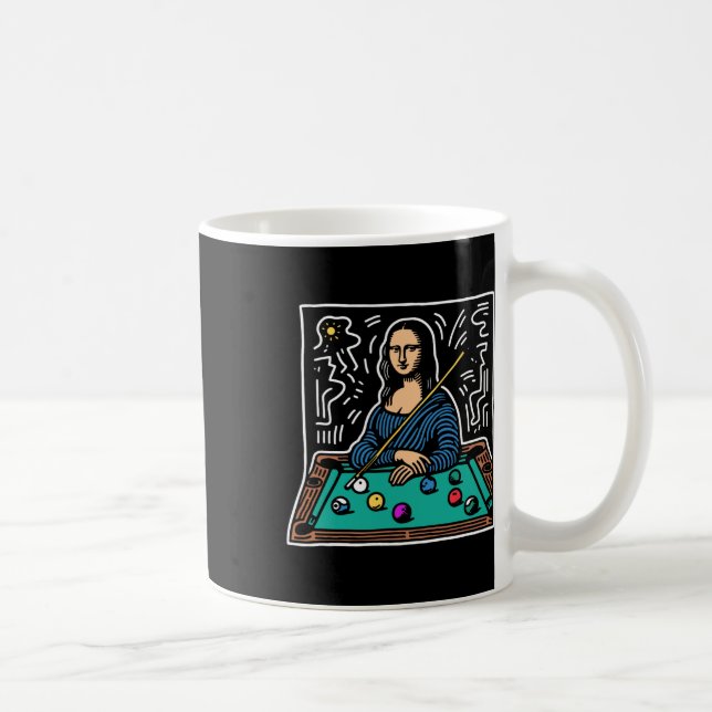 Mona-lisa Billiards - Funny Mona-lisa Pool Billiar Coffee Mug (Right)