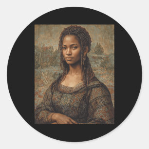 Mona Lisa Black Art Juneteenth Day Black Pride Wom Classic Round Sticker