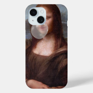 Mona Lisa blowing grey bubble gum iPhone 15 Case